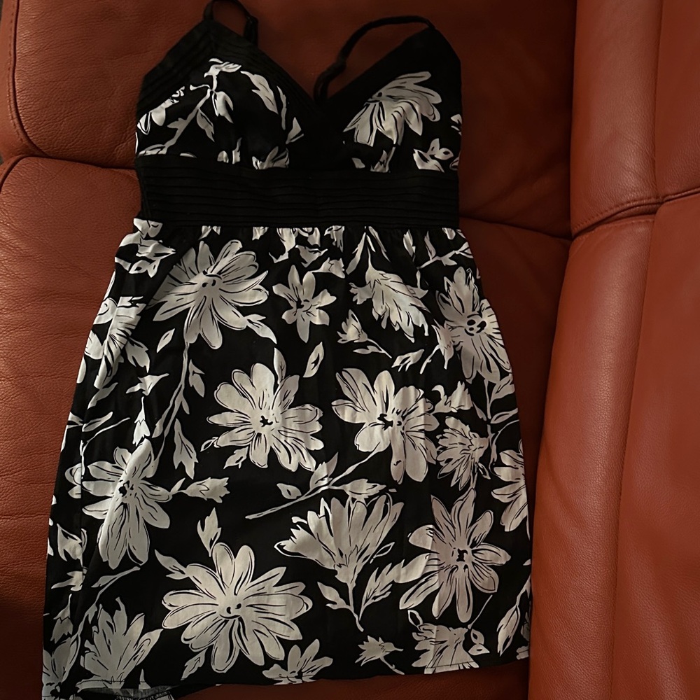 Aryeh Black and White Floral Mini Dress